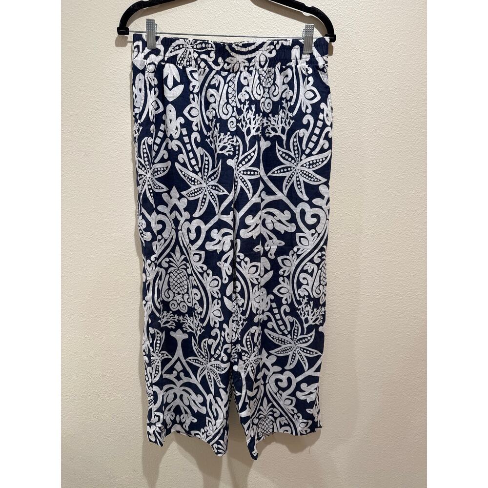 Emerson Rose coastal beach linen gaucho pants size  medium blue ocean